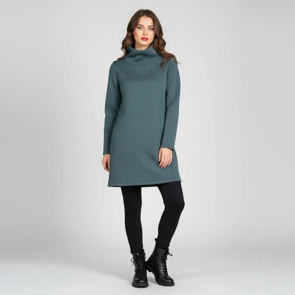 Merrill green quilted funnel neck dress, women's M Hunter Green Outdoor
